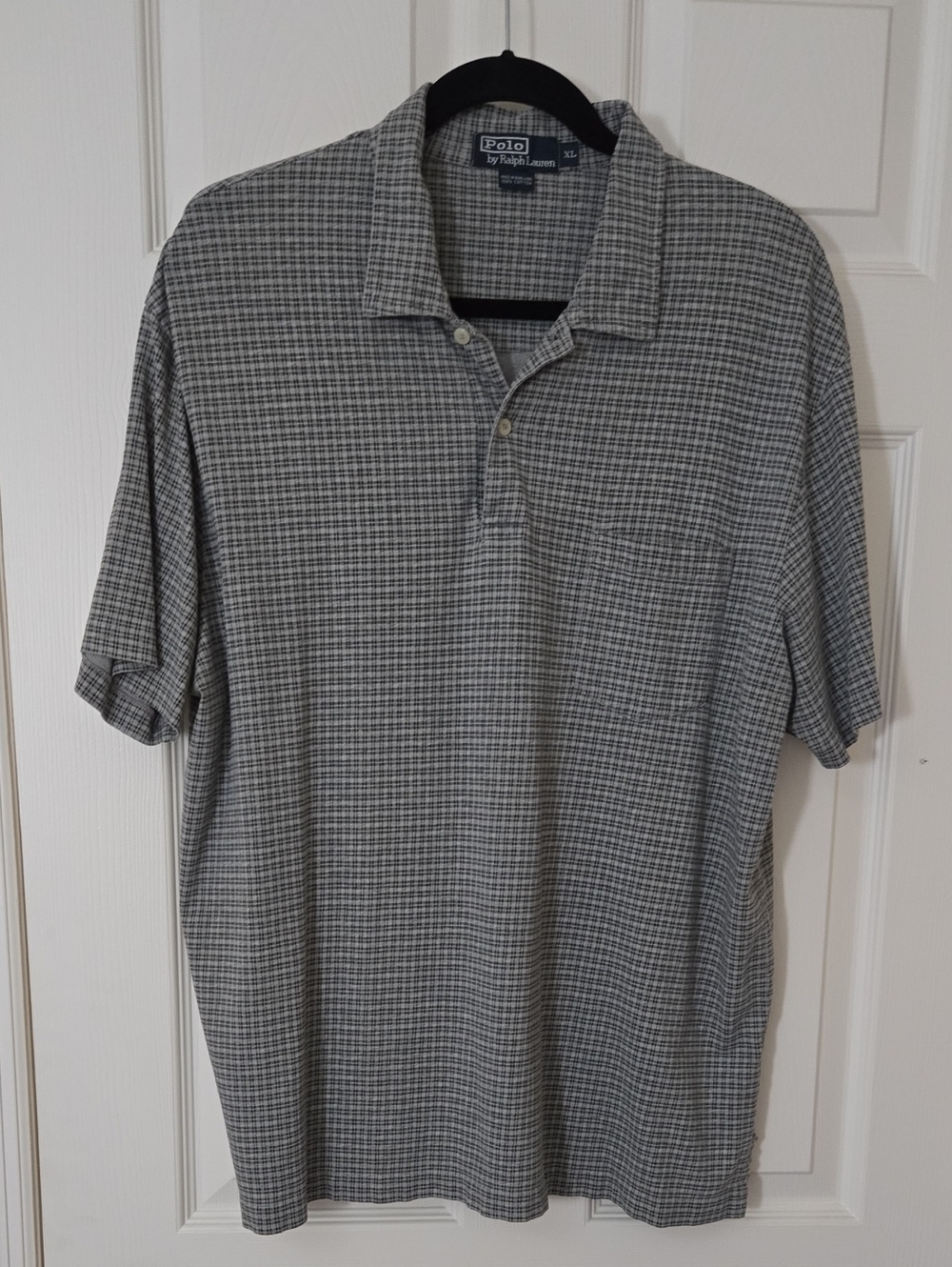 Men's Short Sleeve Polo in Gray Plaid